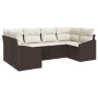 Conjunto de sofá de jardín 6 pcs Marrón Poliratán