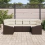 Conjunto de sofá de jardín 6 pcs Marrón Poliratán