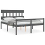 Doppelbett für Senioren, graues Kopfteil aus Massivholz von vidaXL, Betten und Lattenroste - Ref: Foro24-3195423, Preis: 162,...