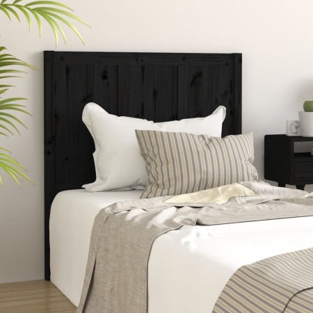 Solid black pine wood bed headboard 95.5x4x100 cm by vidaXL, Headboards and footboards - Ref: Foro24-818074, Price: 38,14 €, ...