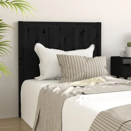 Solid black pine wood bed headboard 95.5x4x100 cm by vidaXL, Headboards and footboards - Ref: Foro24-818074, Price: 37,72 €, ...