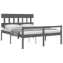 Doppelbett für Senioren, graues Kopfteil aus Massivholz von vidaXL, Betten und Lattenroste - Ref: Foro24-3195423, Preis: 162,...