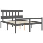 Doppelbett für Senioren, graues Kopfteil aus Massivholz von vidaXL, Betten und Lattenroste - Ref: Foro24-3195423, Preis: 162,...