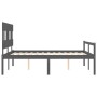 Doppelbett für Senioren, graues Kopfteil aus Massivholz von vidaXL, Betten und Lattenroste - Ref: Foro24-3195423, Preis: 162,...