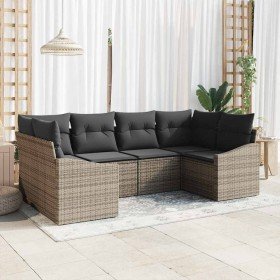 Conjunto de sofá de jardín 6 pcs Gris Poliratán Conjunto de sofá de jardín 6 pcs Gris Poliratán