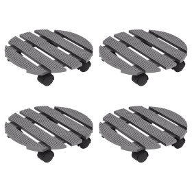 Soportes con ruedas para plantas 4 unidades gris WPC Ø30x7,5 cm