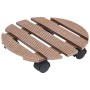 Soportes con ruedas para plantas 4 uds marrón WPC Ø30x7,5 cm