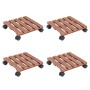 Soportes con ruedas para plantas 4 uds marrón WPC 30x30x7,5 cm