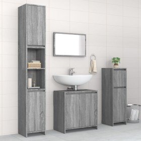 Set de muebles de baño 4 pzas madera contrachapada gris sonoma
