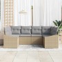 Conjunto de sofá de jardín 6 pcs Beige Poliratán