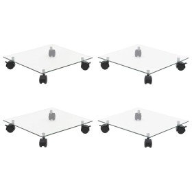 Soportes ruedas plantas 4 uds cuadrado vidrio templado 35x35 cm