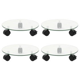 Soportes ruedas plantas 4 uds redondo vidrio templado 28 cm