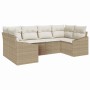 Conjunto de sofá de jardín 6 pcs Beige Poliratán