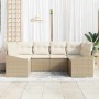 Conjunto de sofá de jardín 6 pcs Beige Poliratán