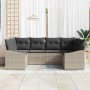 Conjunto de sofá de jardín 6 pcs Gris claro Poliratán