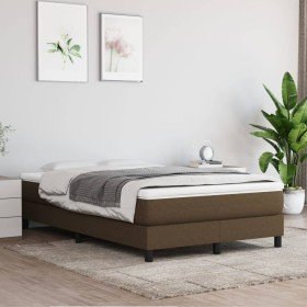 Cama box spring con colchón tela marrón oscuro 120x200 cm en Camas y somieres | Comprar online en Foro24
