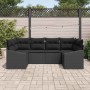 Conjunto de sofá de jardín 6 pcs Negro Poliratán