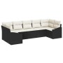 Conjunto de sofá de jardín 7 pcs Negro Poliratán