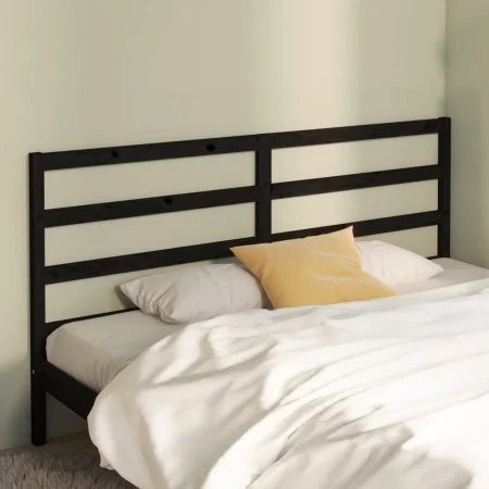 Solid black pine wood bed headboard 206x4x100 cm by vidaXL, Headboards and footboards - Ref: Foro24-817664, Price: 30,07 €, D...