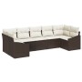 Conjunto de sofá de jardín 7 pcs Marrón Poliratán