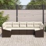 Conjunto de sofá de jardín 7 pcs Marrón Poliratán