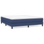 Cama box spring con colchón tela azul 180x200 cm