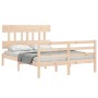 Bed frame with solid wood headboard 120x200 cm by vidaXL, Beds and slatted bases - Ref: Foro24-3195151, Price: 111,48 €, Disc...