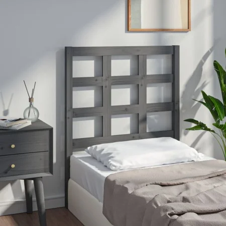 Solid gray pine wood bed headboard 80.5x4x100 cm by vidaXL, Headboards and footboards - Ref: Foro24-817867, Price: 30,60 €, D...