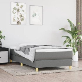 Cama box spring con colchón tela gris oscuro 80x200 cm en Camas y somieres | Comprar online en Foro24