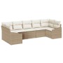 Conjunto de sofá de jardín 7 pcs Beige Poliratán