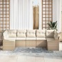Conjunto de sofá de jardín 7 pcs Beige Poliratán