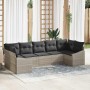 Conjunto de sofá de jardín 7 pcs Gris claro Poliratán