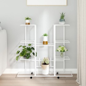 Weißer Blumenständer aus Eisen mit Rädern 94,5 x 24,5 x 91,5 cm von vidaXL, Topfständer - Ref: Foro24-343122, Preis: 60,97 €,...
