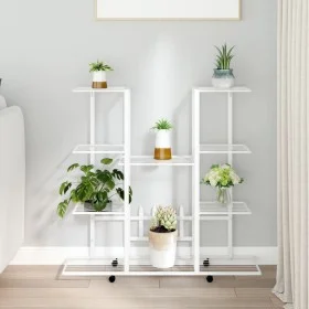 White iron flower stand with wheels 94.5x24.5x91.5 cm by vidaXL, Pot stands - Ref: Foro24-343122, Price: 59,94 €, Discount: %