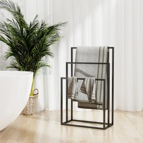 Black iron standing towel rack 48x24x79 cm by vidaXL, Towel racks - Ref: Foro24-343090, Price: 47,36 €, Discount: %