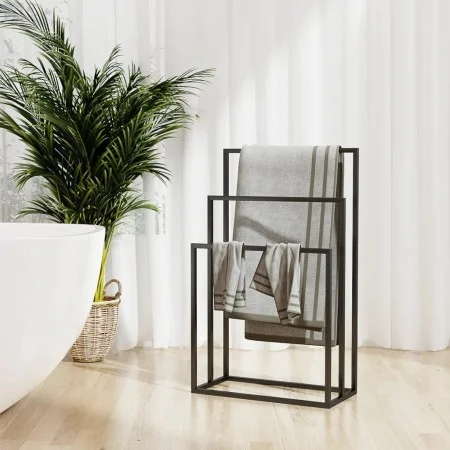 Black iron standing towel rack 48x24x79 cm by vidaXL, Towel racks - Ref: Foro24-343090, Price: 46,59 €, Discount: %