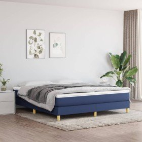 Cama box spring con colchón tela azul 180x200 cm en Camas y somieres | Comprar online en Foro24