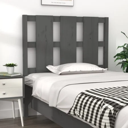 Cabecero de cama madera maciza de pino gris 95,5x4x100 cm de vidaXL, Cabeceros y pies de cama - Ref: Foro24-817972, Precio: 2...