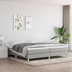 Cama box spring con colchón tela gris claro 200x200 cm Cama box spring con colchón tela gris claro 200x200 cm