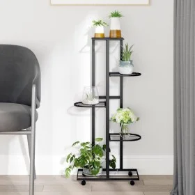 Flower stand 5 heights and wheels black iron 44x23x100cm by vidaXL, Pot stands - Ref: Foro24-343117, Price: 41,15 €, Discount: %