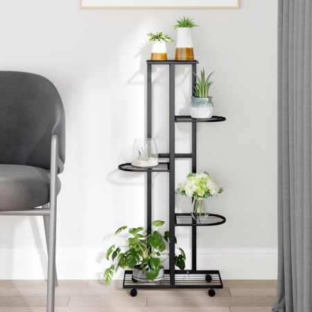 Blumenständer 5 Höhen und Räder aus schwarzem Eisen 44x23x100cm von vidaXL, Topfständer - Ref: Foro24-343117, Preis: 41,87 €,...