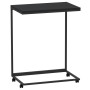 Mesa auxiliar con ruedas de contrachapado negro 55x35x70 cm