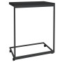 Mesa auxiliar con ruedas de contrachapado negro 55x35x70 cm