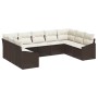 Conjunto de sofá de jardín 9 pcs Marrón Poliratán