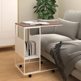 White plywood side table with wheels 55x36x63.5 cm by vidaXL, Coffee table - Ref: Foro24-343110, Price: 39,95 €, Discount: %