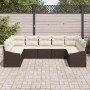 Conjunto de sofá de jardín 9 pcs Marrón Poliratán