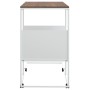 Mesa auxiliar con ruedas contrachapado blanco 55x36x63,5 cm