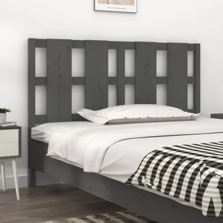 Bettkopfteil aus massivem grauem Kiefernholz, 125,5 x 4 x 100 cm von vidaXL, Kopf- und Fußteile - Ref: Foro24-817982, Preis: ...