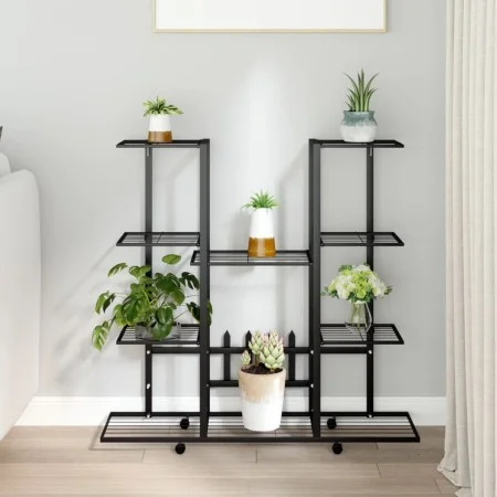 Blumenständer mit Rollen schwarzes Eisen 94,5x24,5x91,5 cm von vidaXL, Topfständer - Ref: Foro24-343121, Preis: 68,53 €, Raba...