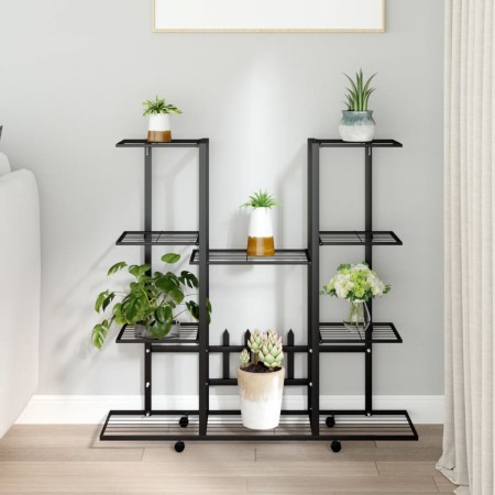 Blumenständer mit Rollen schwarzes Eisen 94,5x24,5x91,5 cm von vidaXL, Topfständer - Ref: Foro24-343121, Preis: 65,91 €, Raba...